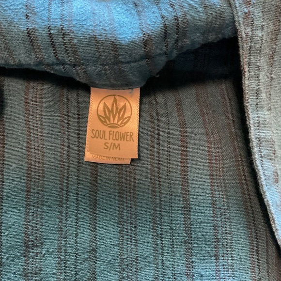 Teal Boho Striped Tie Strap Capri Overalls - Picture 6 of 6